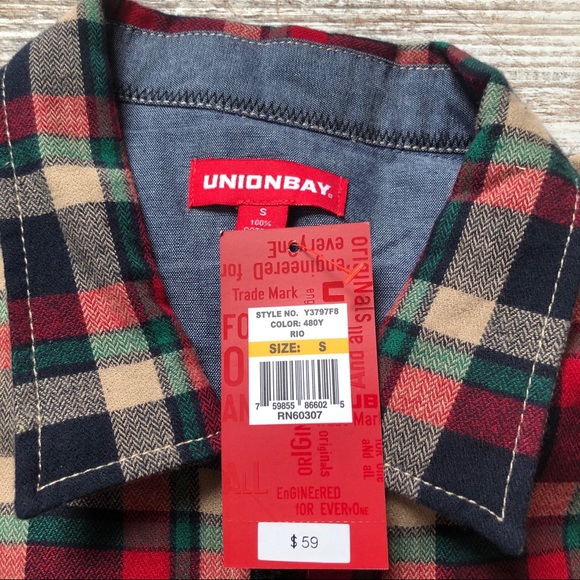 Union Bay flannel zip up shirt NWT - Picture 3 of 5